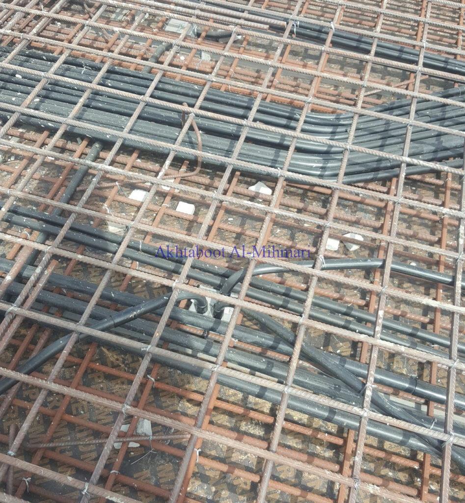 PVC Pipes for Electrical cable distribution inside reinforcement concrete: Expert Electrical Work in Saudi Arabia: Find a trusted contractor for electrical works with Akhtaboot Al Mihmari.